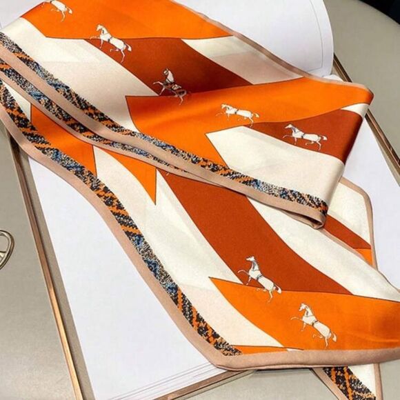 Elegant Orange and Cream Scarf S32 - Picture 3 of 4